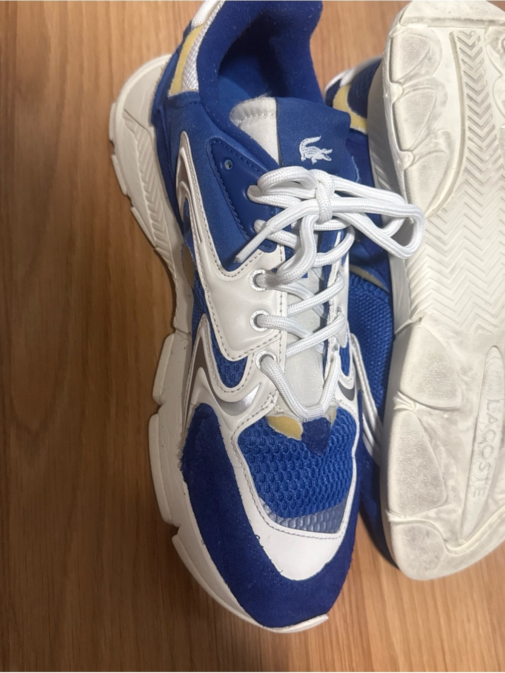Lacoste Men's Sneakers L003 Neo Lace-up Sneakers Shoes Blue White Size 11 USED - Picture 14 of 16